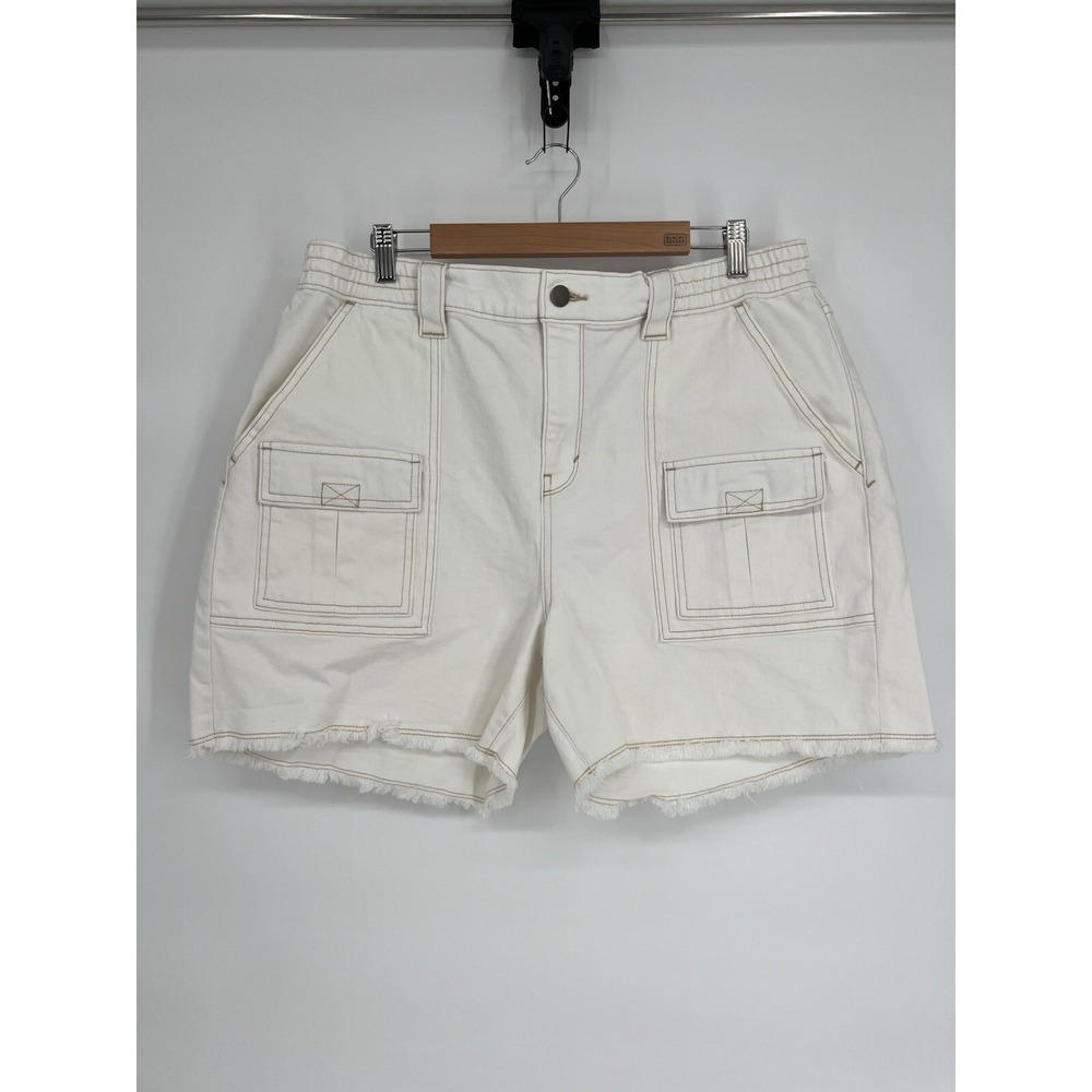 a.n.a High Rise Denim White Midi Shorts 5 Inch Inseam Womens Sz 18 NWT Org $44